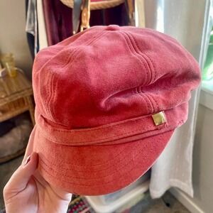 Banana Republic Pink Genuine Leather Suede Hat with Gold Accents - M/L